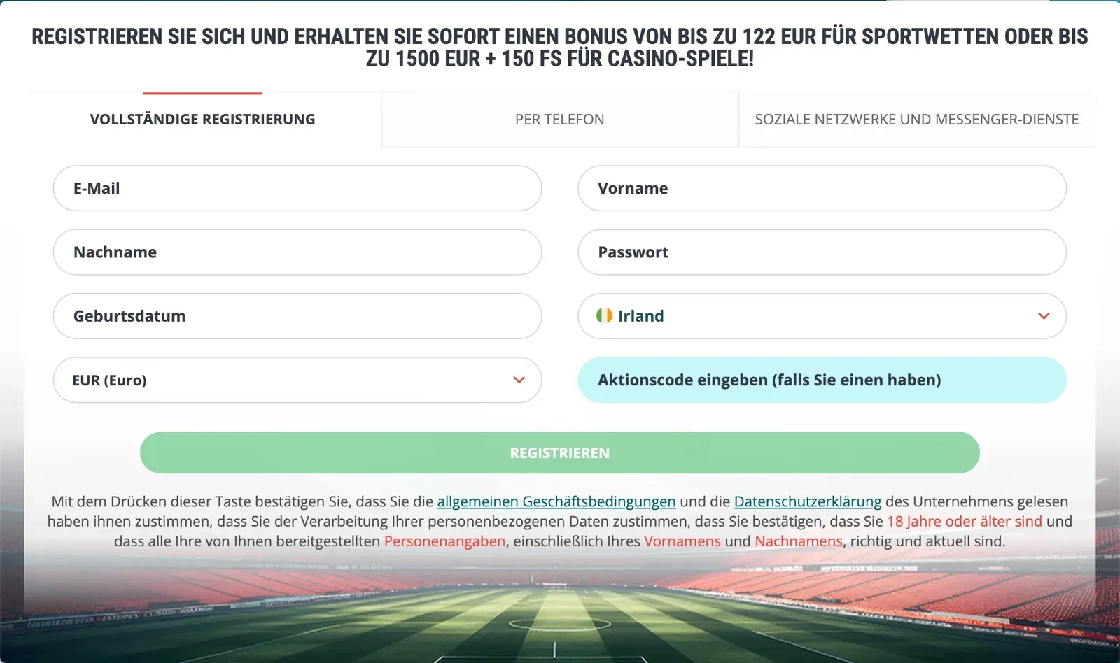 Registrierung – 22Bet